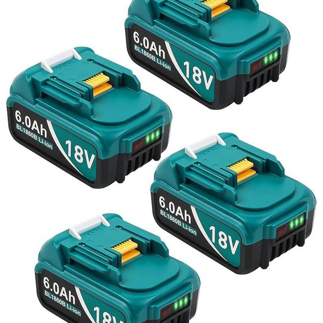 Twupixy Battery for Makita 18V Battery 6.0Ah, 4Pack Replacement Batteries Compatible with Makita 18 Volts Battery BL1860 BL1820 1830B 1840B 1850B, Fit with Original makita 18V Battery Chargers Blue