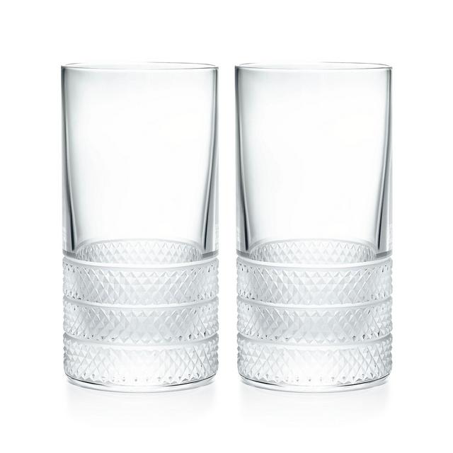 Diamond Point Highball Glasses in Clear Lead Crystal