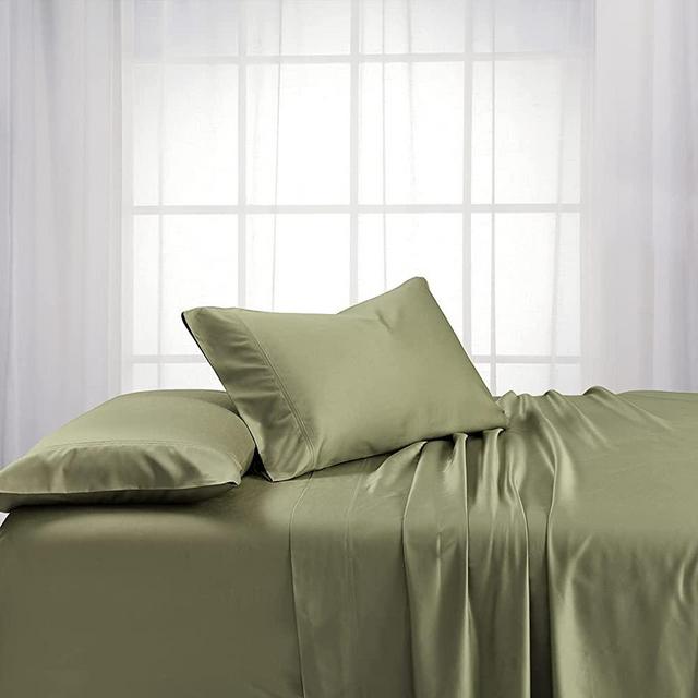 ABRIPEDIC Bamboo Sheets, 600 Thread Count, Silky Soft Sheets 100% Viscose from Bamboo Sheet Set, Queen, Sage
