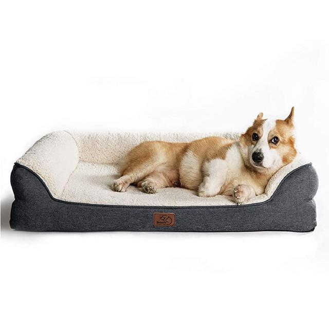 Bedsure Orthopedic Memory Foam Dog Bed Medium - Dog Sofa with Removable Washable Cover & Waterproof Liner, 7 inches Height Couch Dog Beds for Small, Medium Dogs up to 50 lbs