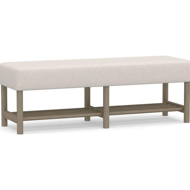 Clyde Upholstered Bench, Gray Wash Frame, Performance Boucle Oatmeal