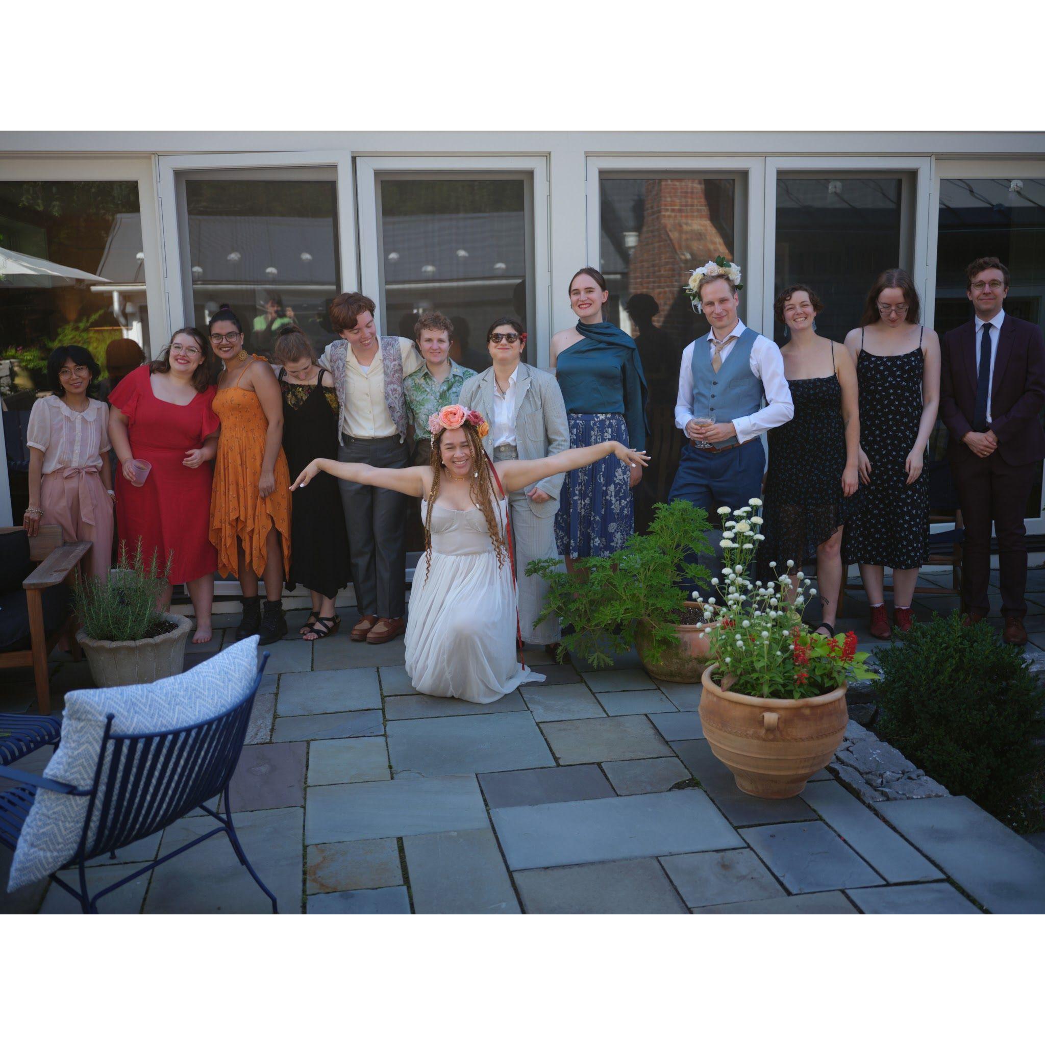 Rainbow! Left to right: Manamaya, Grace, Ari, Kyra, Rod, Chiara, Miki, Julia, Melanie, Arthur, Sabra, Sam, Luke
