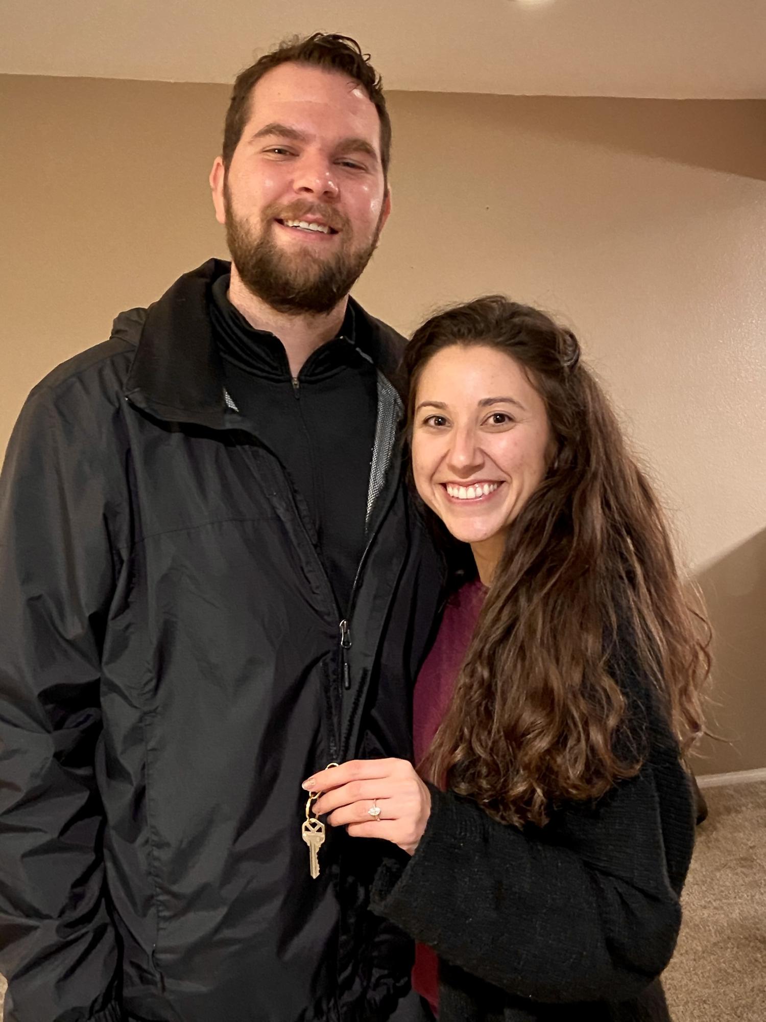 Moments after Sam proposed to Alana and they closed escrow on their home! 🏡 🔑 💍 we don’t look absolutely exhausted or anything—