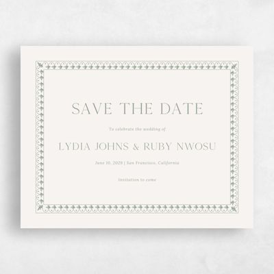 Sage, Green Wedding Save the Date - Giselle Landscape