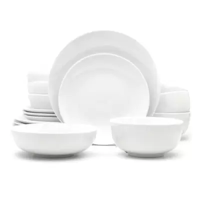 Euro Ceramica White Essential 16-Piece Dinnerware Set