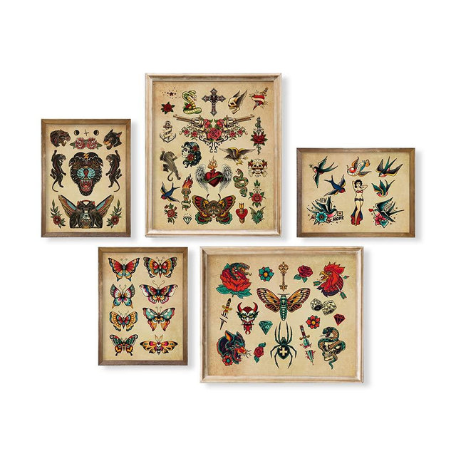 Tattoo Poster Picture - Vintage Tattoo Flash Wall Art & Decor - Gifts for Tattooist - Tattoo Shop Wall Decor - Oddity and Curiosity Decor - Tattoo Room Decoration - Old School Tattoo Art