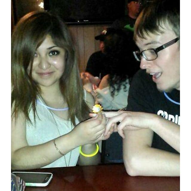 I jokingly proposed to him with an LED ring in college. Isn't life ironic?!