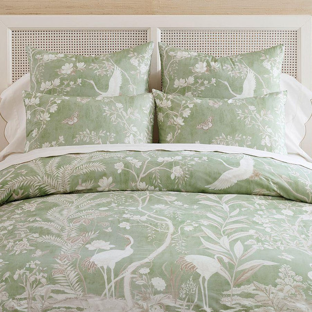 Veranda Percale Duvet Cover, Green Multi, King/Cal. King