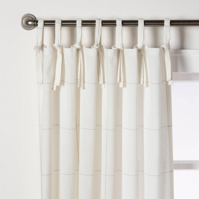108" Windowpane Plaid Curtain Panel Sour Cream/Dark Gray - Hearth & Hand™ with Magnolia