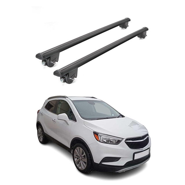 OMAC Roof Rack Cross Bars for Buick Encore 2017-2022 Heavy Duty-Lockable 220Lbs Aluminium Black 2Pcs fits Cargo Carriers Kayak Canoe Bike Snowboard
