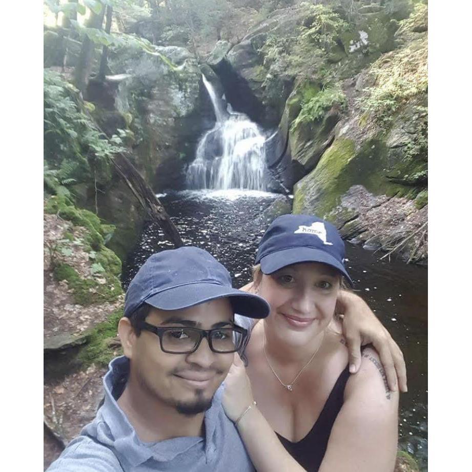 Missy's intense love of waterfalls is the reason for this stop during the hike.