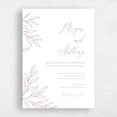 Dusty Rose, Pink Wedding Invitation - Delana Portrait