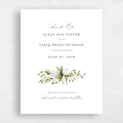 White Fall Wedding Save the Date - Cordova Portrait