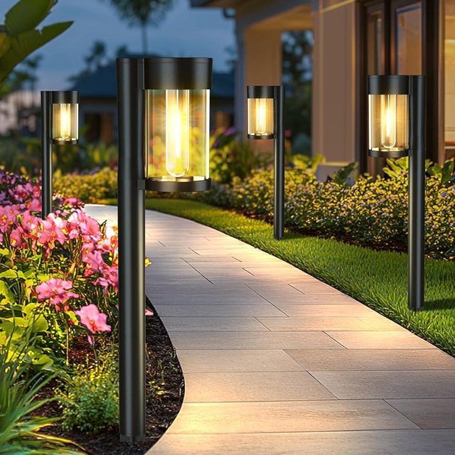 Mancra Solar Lights Outdoor, 10 Pack Glass Metal Solar Pathway Lights Outdoor Waterproof Garden Decor for Outside Yard Patio Lawn Walkway Driveway