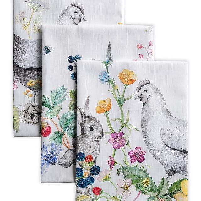 Maison d' Hermine Kitchen Towel 100% Cotton Set of 3 Soft, Absorbent Easter Bar Towel, Multi-Purpose Dish Cloth for Dining, Buffet Parties & Camping, Printemps - Spring/Summer