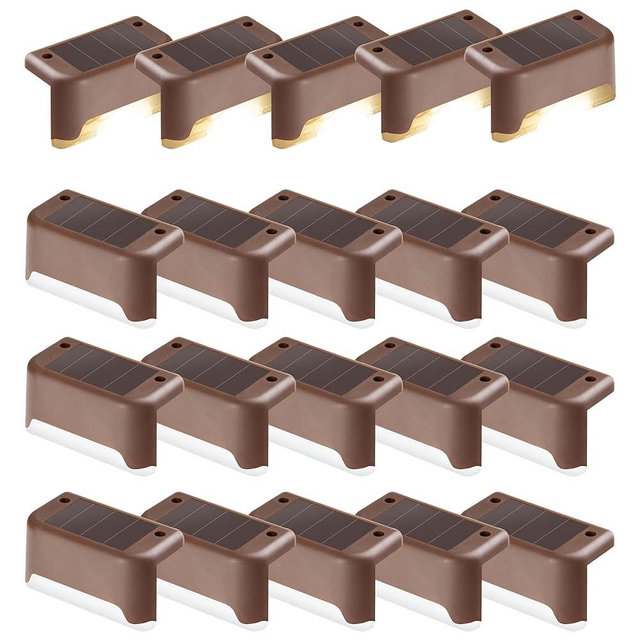 PATIOWIN Solar Step Lights 20 Pack, Solar Powered Deck Lights of Waterproof LED for Stairs, Fence, Yard, Patio, and Pathway (Warm White)