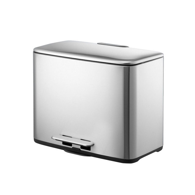 Mega Casa 9.5 Gallon Trash Can, 4.75 Gallon Dual Compartment Recycling SS Step-On Kitchen Trash Can