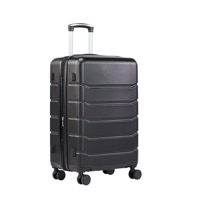 Sweetcrispy Carry on Luggage,Hard Shell Expandable Double Spinner Rolling Wheels Suitcase,TSA Lock, Charcoal Black, 21 Inch
