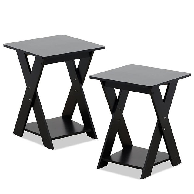 FURINNO Modern Simplistic End Table Set, 2-Pack, Espresso
