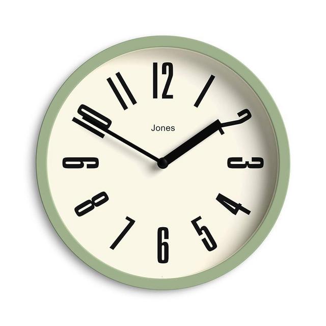 JONES CLOCKS® Hot Tub Wall Clock | Small Retro Round Clock | 8 inch | Pale Green | Easy to Read Numbers | Ideal for Kitchen, Office, Kid’s Room, Large or Small Space