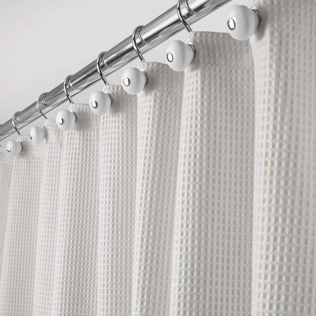 mDesign Hotel Quality Polyester/Cotton Blend Machine Washable Fabric Shower Curtain with Waffle Weave and Rust-Proof Metal Grommets for Bathroom Showers and Bathtubs - 72" x 72" - Cloud Gray