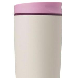 Owala SmoothSip Slider Insulated Stainless Steel Coffee Tumbler, Reusable Iced Coffee Cup, Hot Coffee Travel Mug, BPA Free 20 oz, Pink/Tan (Daybreak)
