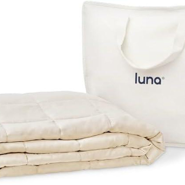 Luna Cooling Weighted Blankets for Adults - 100% Lyocell Rayon Soft Blanket Back to School Dorm Room Essentials - Travel Relaxation Gifts [25lbs - King - 80" x 87"] [Ivory] - Imported