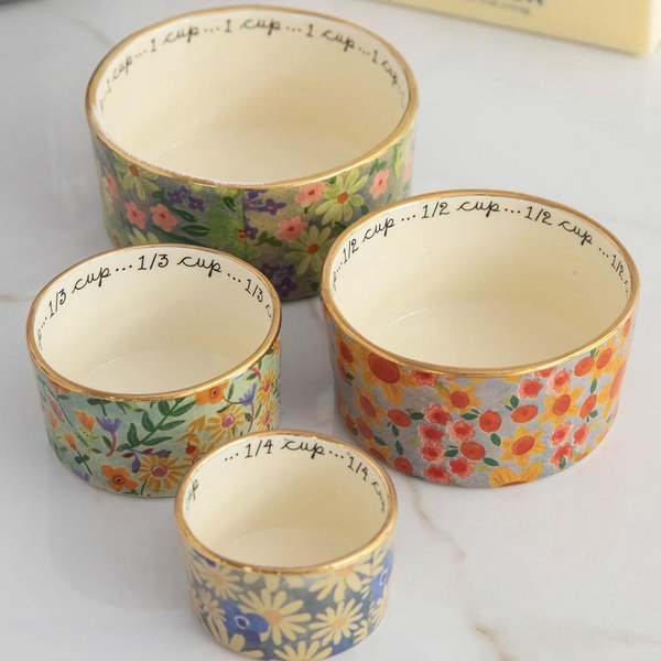 Ceramic Nesting Measuring Cups - Multi Floral