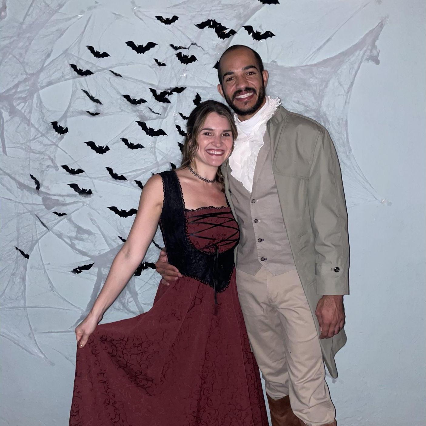 Our first Halloween, we dressed as characters from the musical hit "Hamilton." We took home "Best couple's costume"... not to brag.