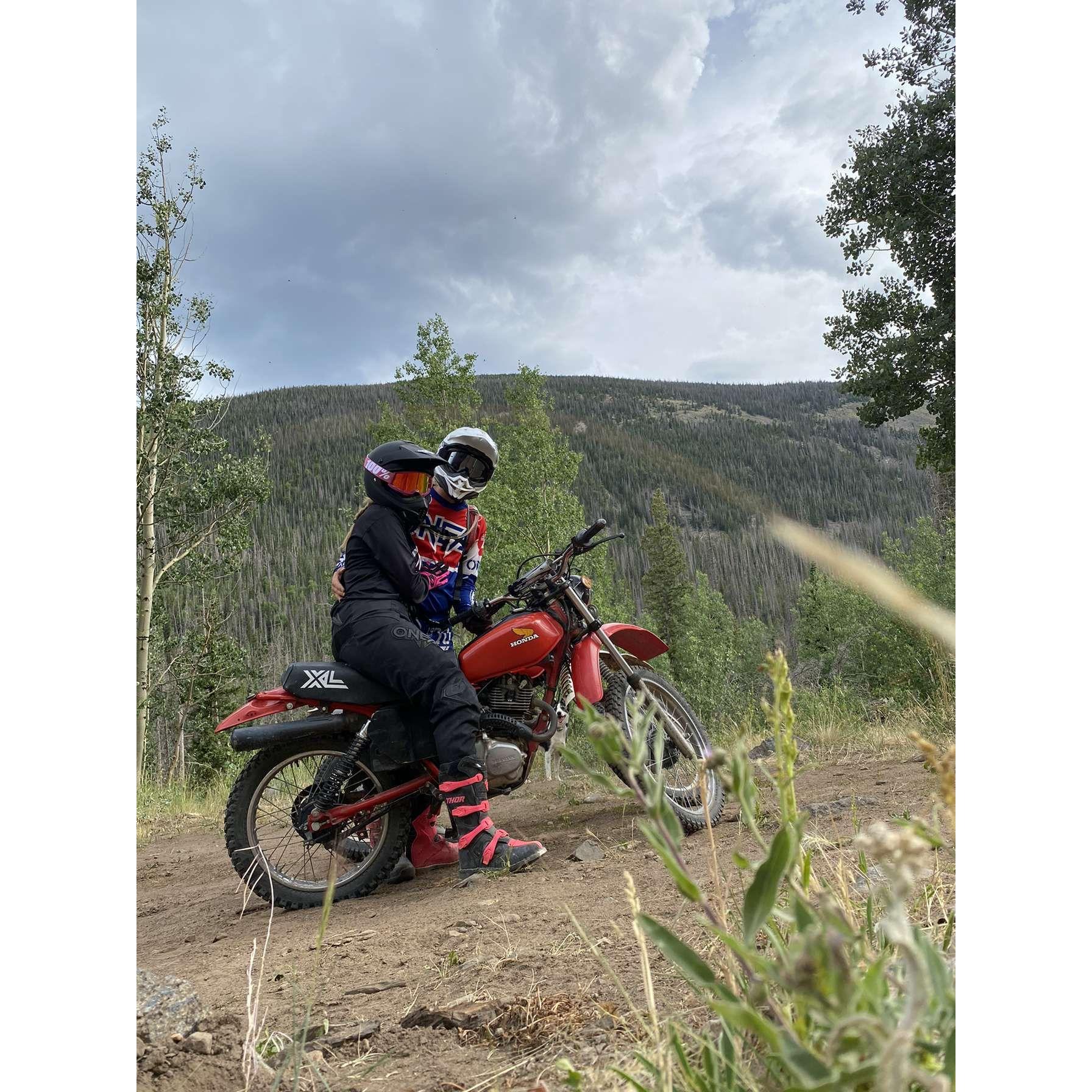 Toby getting more confident dirt biking.