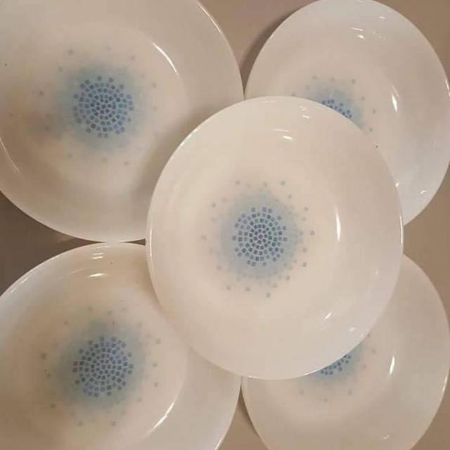 5 Vintage Fire King Blue Mosaic Bowls