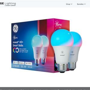 Cync reveal® Smart LED Color Changing Bulbs - Alexa Compatible | GE Lighting Store - 2 pack