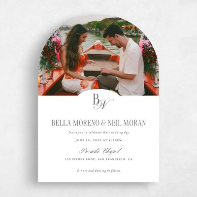 White Arch Wedding Invitation - Roscana Photo