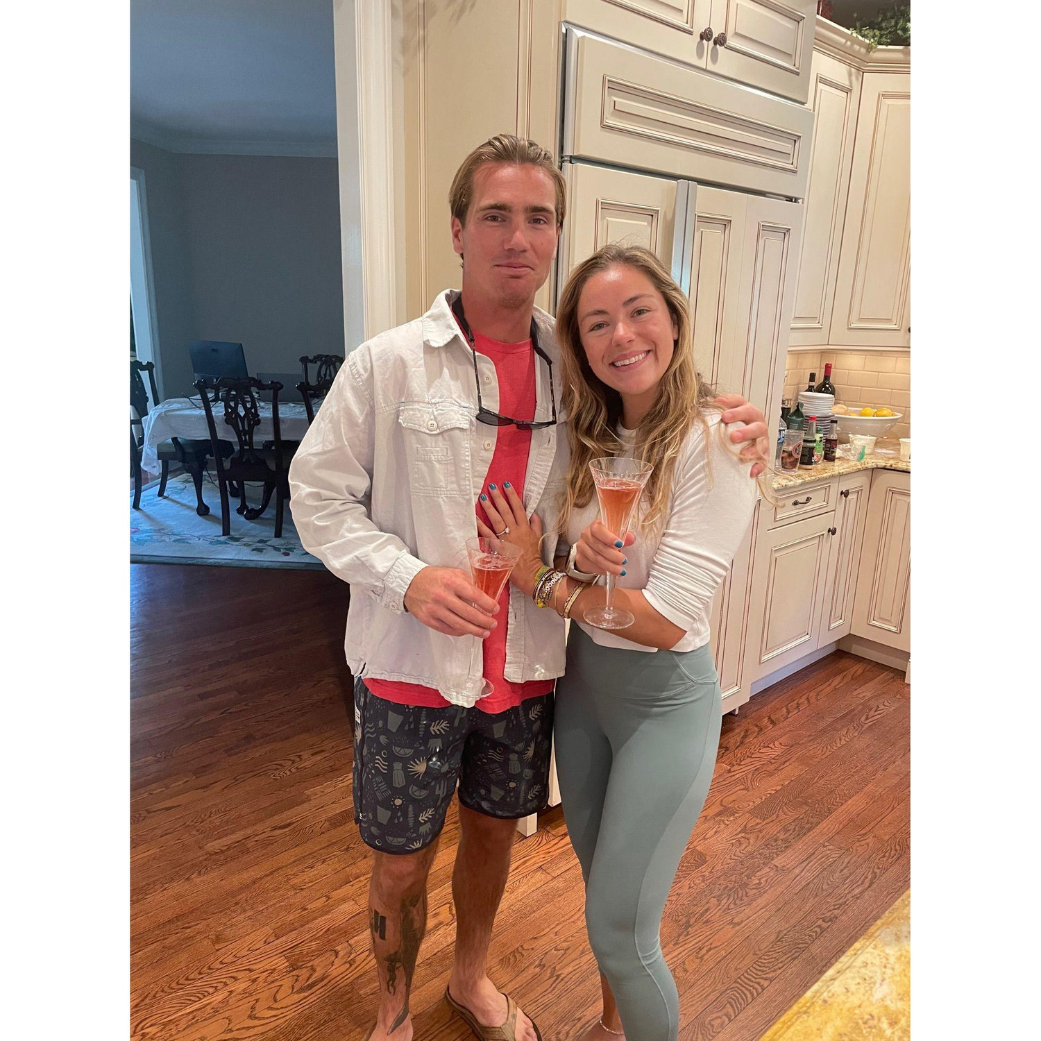 Our first engaged drink! Riley's favorite pink champs!
