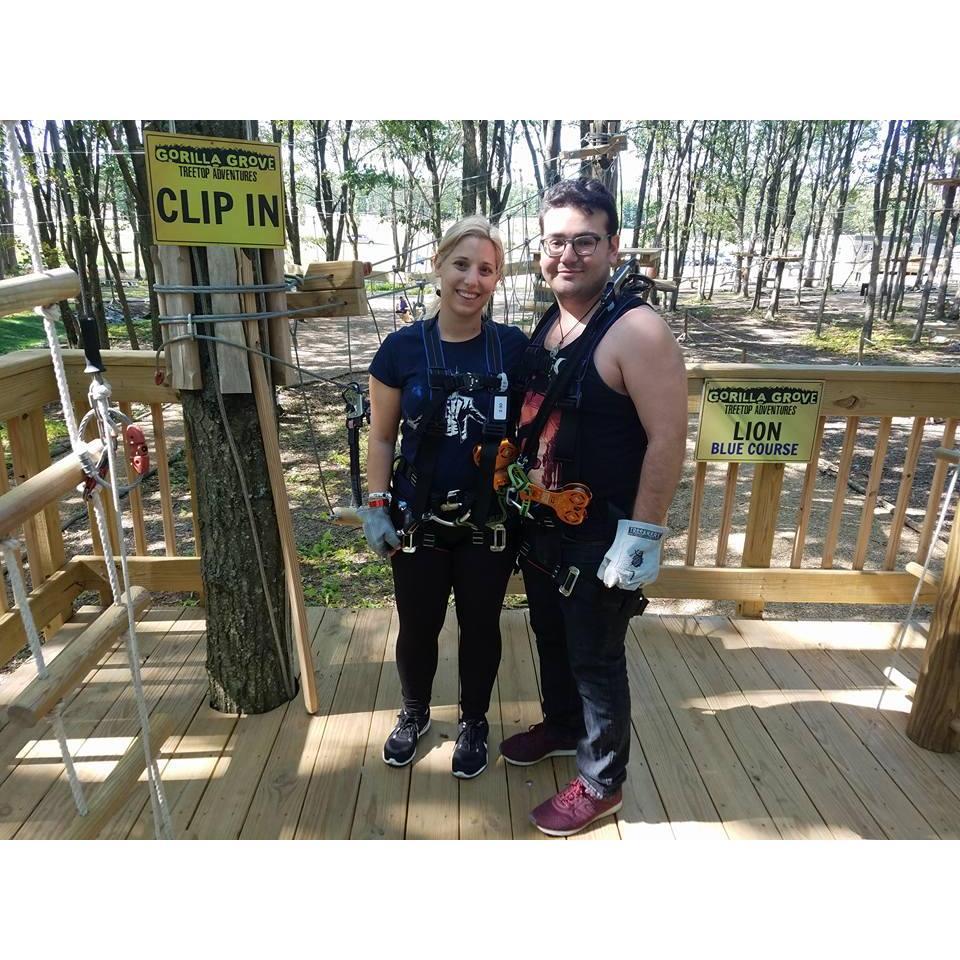 Climbing through the tree tops in the Poconos.