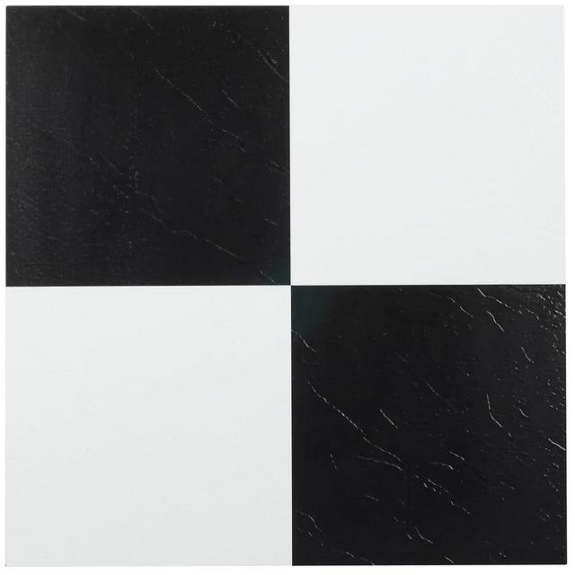 Sterling Self Adhesive 12-Inch Vinyl Floor Tiles, 20 Tiles - 12" x 12", Black and White Pattern - Peel & Stick, DIY Flooring for Kitchen, Dining Room, Bedrooms & Bathrooms by Achim Home Decor