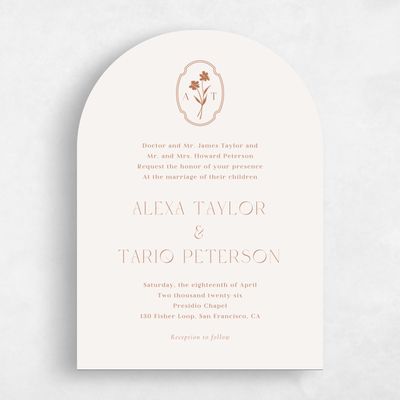 Brown Arch Wedding Invitation - Gaia Classic