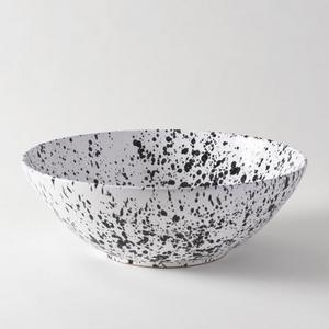 Black on White Splatterware 18 Inch Serving Bowl