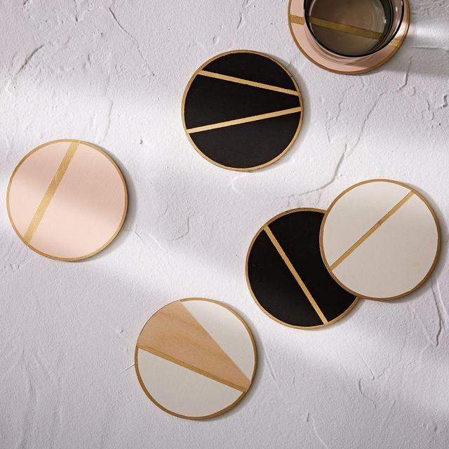 The Vintage Vogue Linea Coasters, Pink + Gold