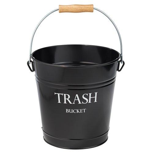 iDesign Pail Metal Wastebasket Trash Garbage Can for Bathroom, Bedroom, Home Office, Kitchen, Patio, Dorm, College, Set of 1, Black