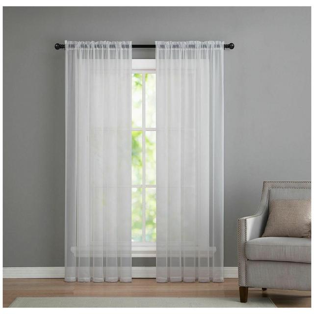 Kate Aurora Premium 2 Pack Sheer Voile Window Curtain Panels - 52 in. W x 84 in. L, White