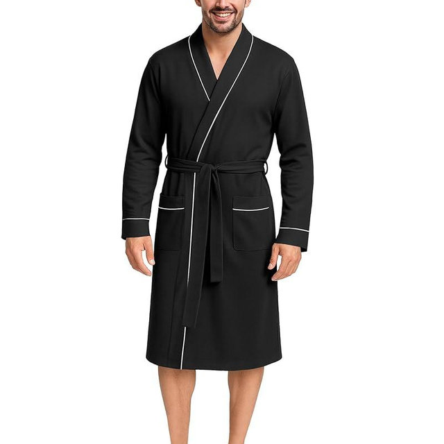NY Threads Men's Robe Cotton Blend Knit Bathrobe