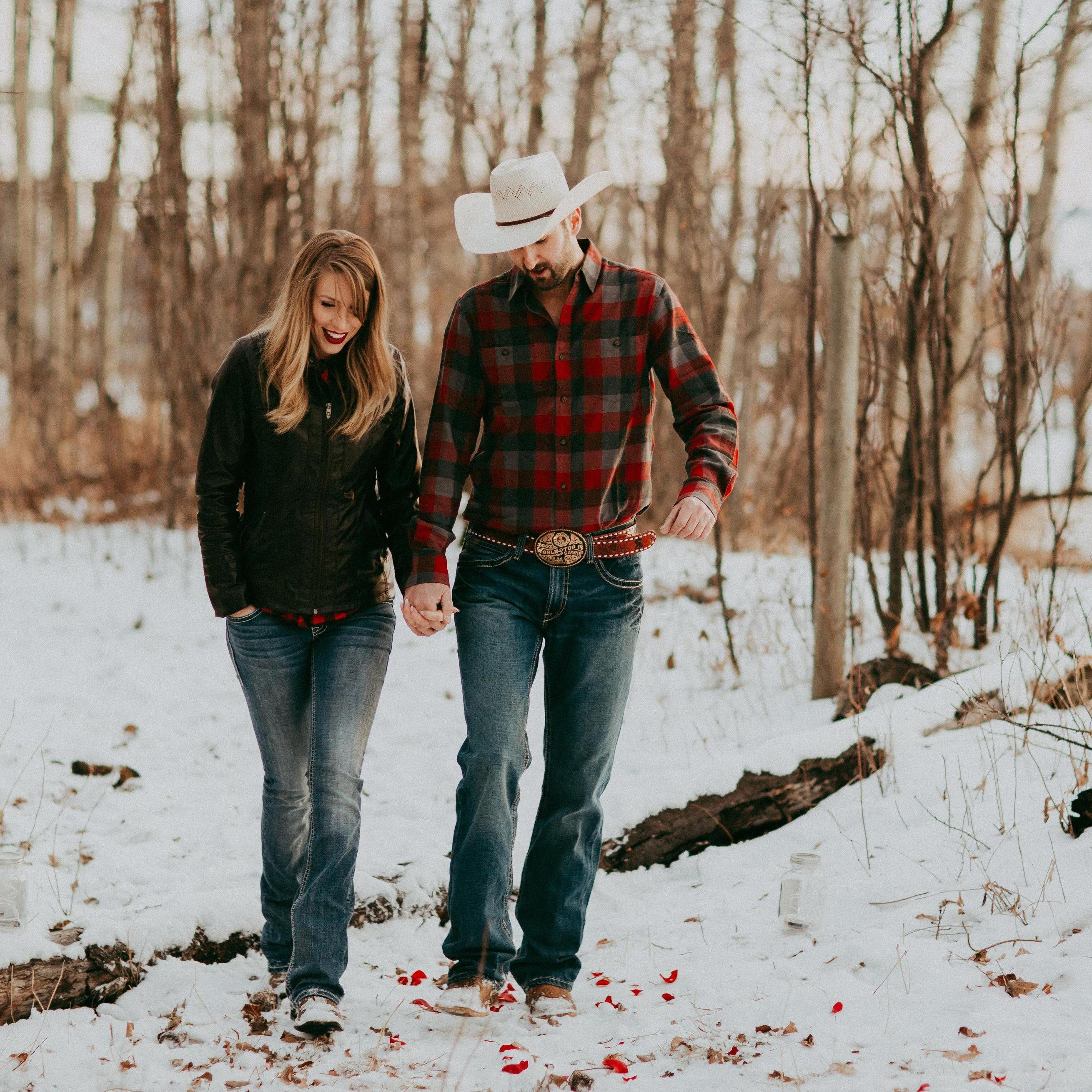 Mark ushering Kirstyn to his secret proposal spot...