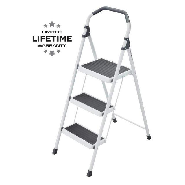 3-Step Steel Lightweight Step Stool Ladder 225 lbs. Load Capacity Type II Duty Rating