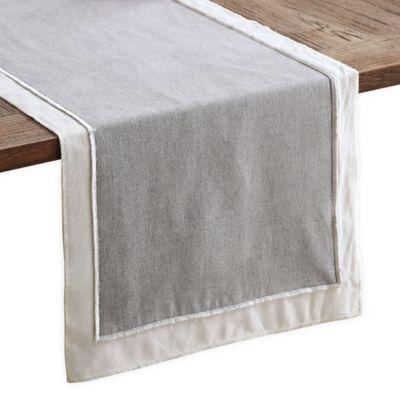 Layered Chambray 90-Inch Table Runner in Grey