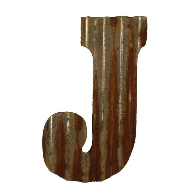 Farmhouse Rustic 12" Wall Decor Corrugated Metal Letter -J