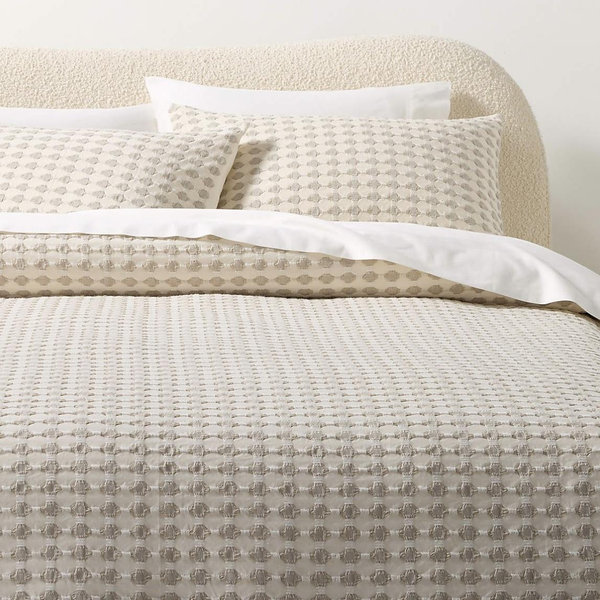 Estela Grey and White Organic Cotton Duvet Cover King