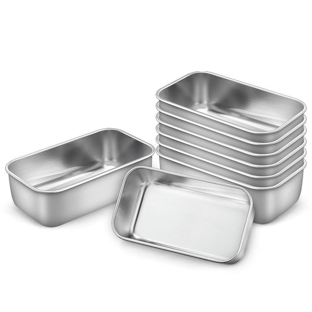 LIANYU Mini Loaf Pan for Baking Bread, 8 Pack 6.3 x 3.5 Inch Stainless Steel Small Bread Loaf Pan for Homemade Meatloaf, Tin Loaf Baking Pan Perfect for Banana Sourdough Sandwich, Dishwasher Safe