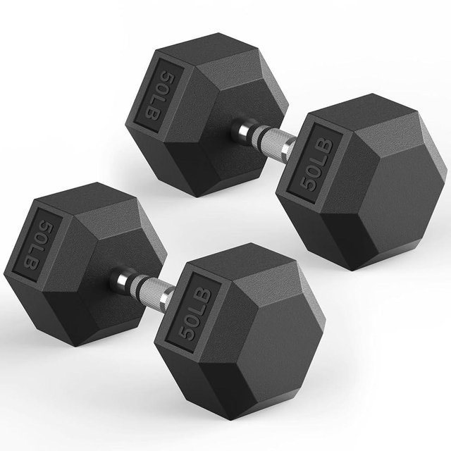 HANDBODE Hex Dumbbell 30-570 lb Dumbbell set, Rubber Encased Exercise & Fitness Dumbbells, Hand Weight for Strength Training