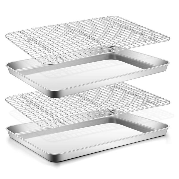 Half Sheet Baking Pan with Rack Set 18”x13”